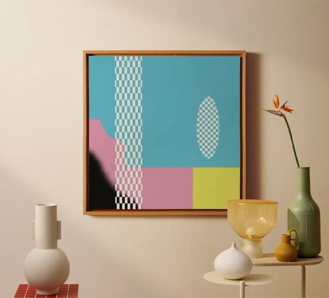 Gedurfde levendige compositie 09 canvas met Baklijst van Little Dean