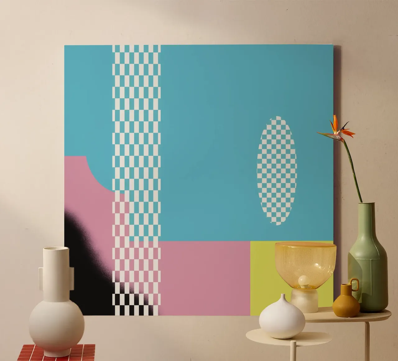 Gedurfde levendige compositie 09 canvas met Baklijst van Little Dean
