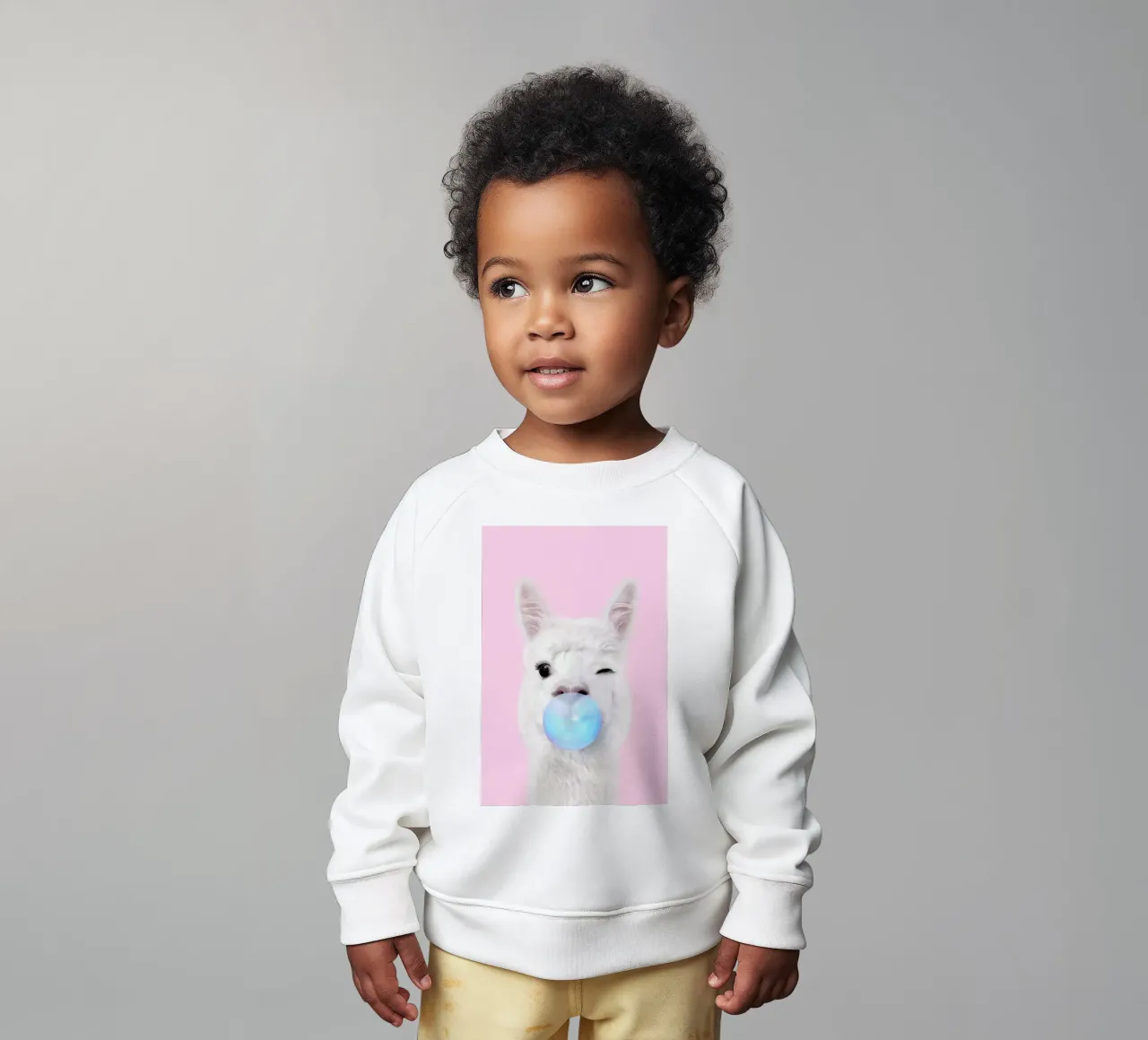 Bubblegum Lama baby sweatshirt by Paul Fuentes Design