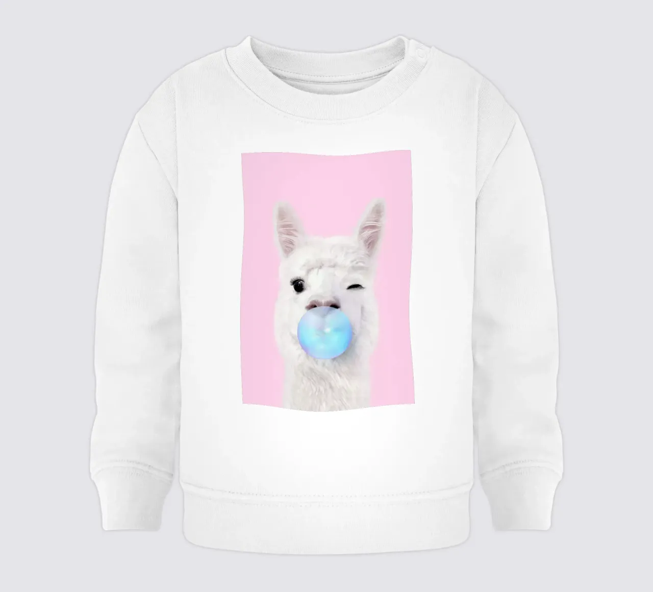Bubblegum Lama baby sweatshirt by Paul Fuentes Design