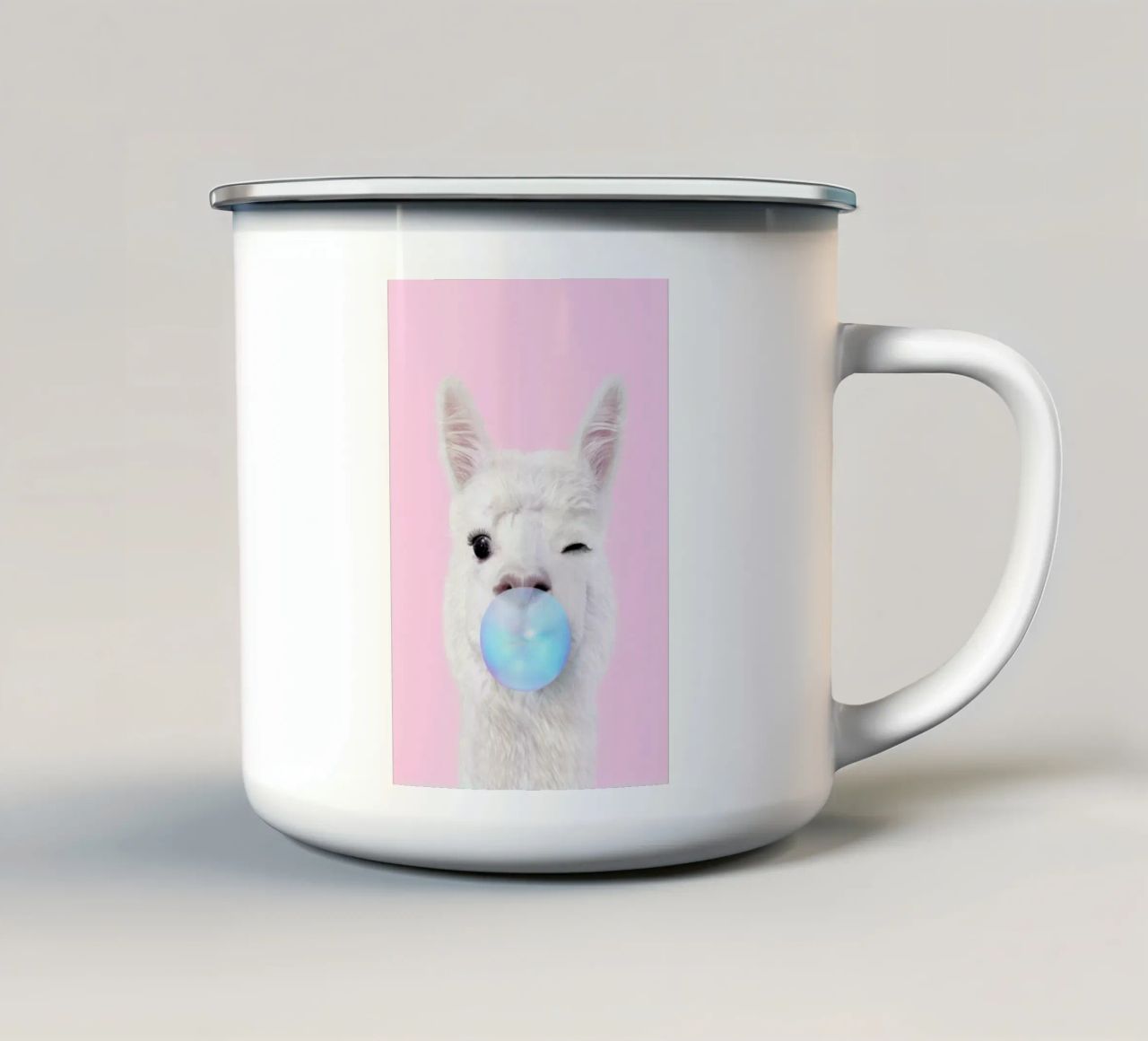 Bubblegum Lama tazza in smalto da Paul Fuentes Design