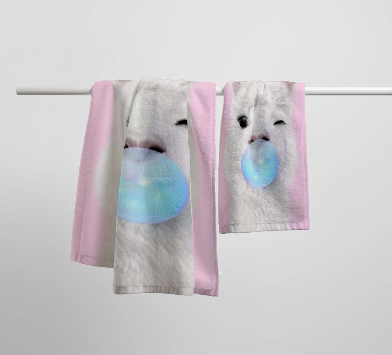 Bubblegum Lama towel by Paul Fuentes Design