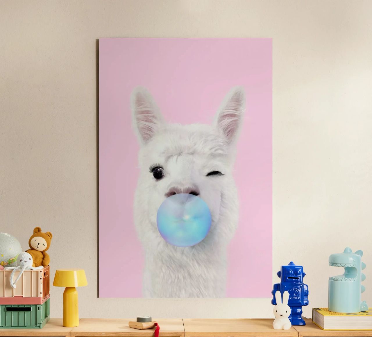 Bubblegum Lama alluminio dibond da Paul Fuentes Design
