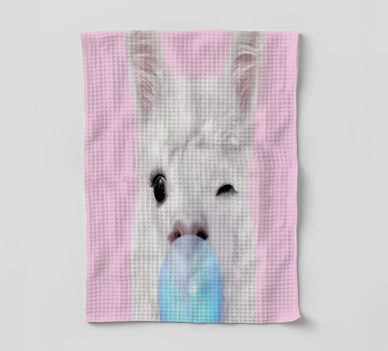 Bubblegum Lama tea towel by Paul Fuentes Design