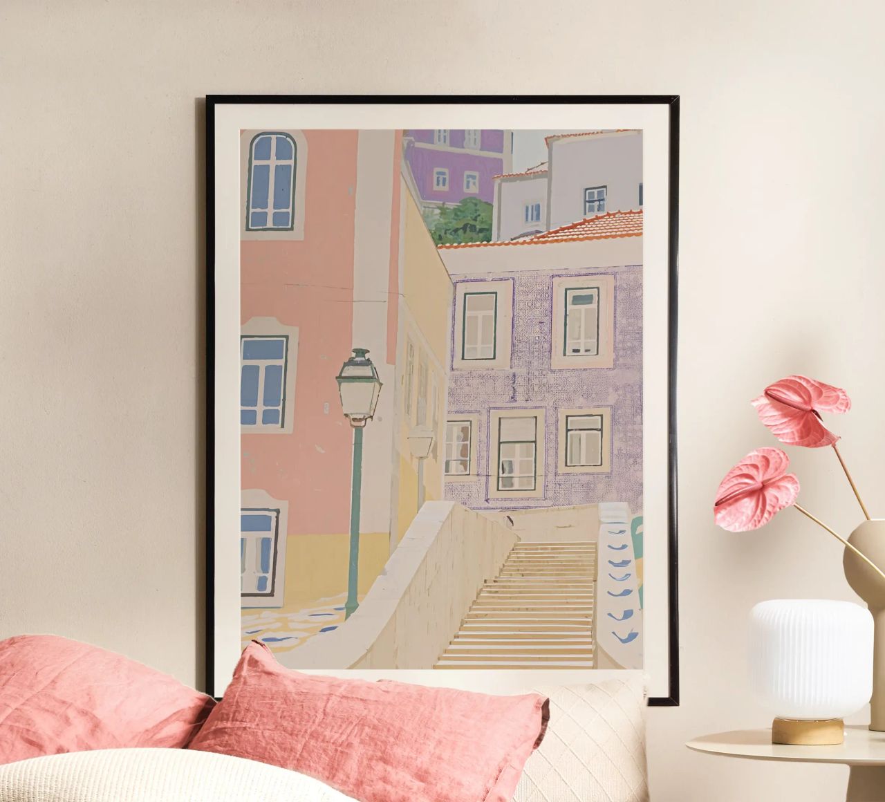 Vieille ville de Lisbonne méditerranéenne poster de Carinaprint