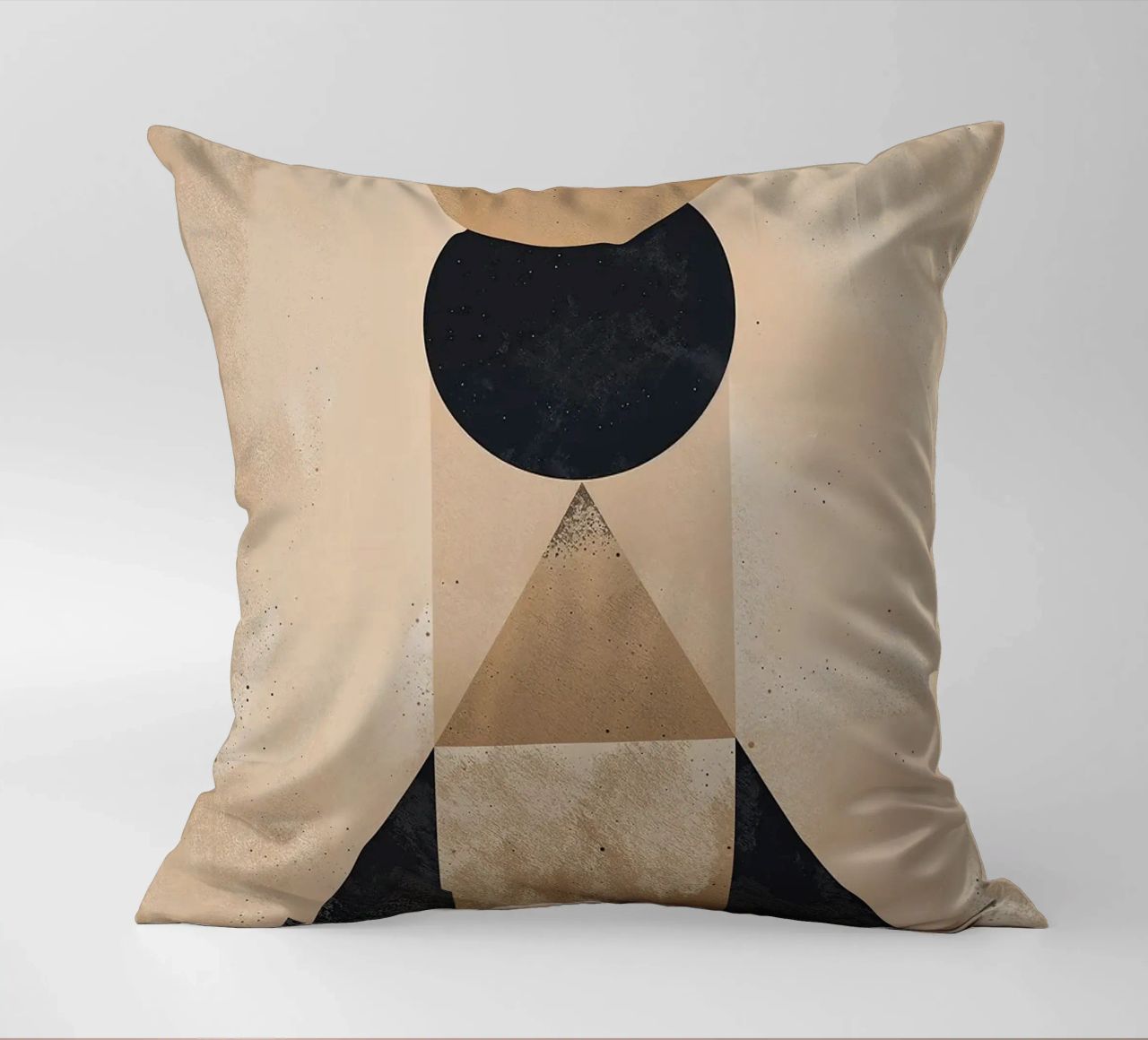 geometric shapes circle triangle oval abstract form layered decorative cushion by Gloria A Kifyuk