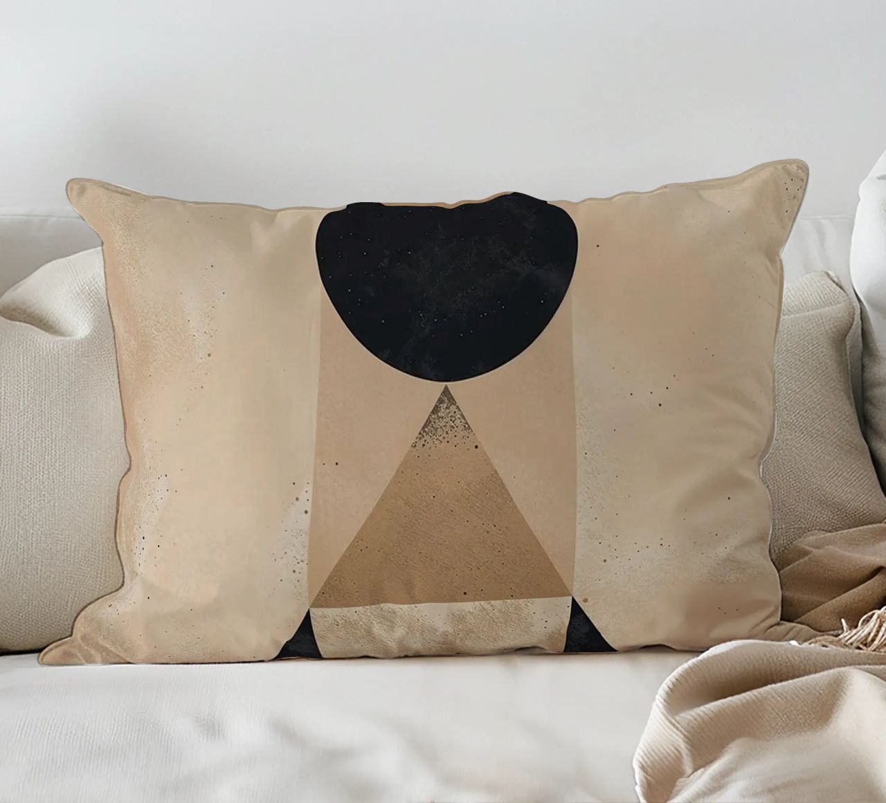 geometric shapes circle triangle oval abstract form layered decorative cushion by Gloria A Kifyuk