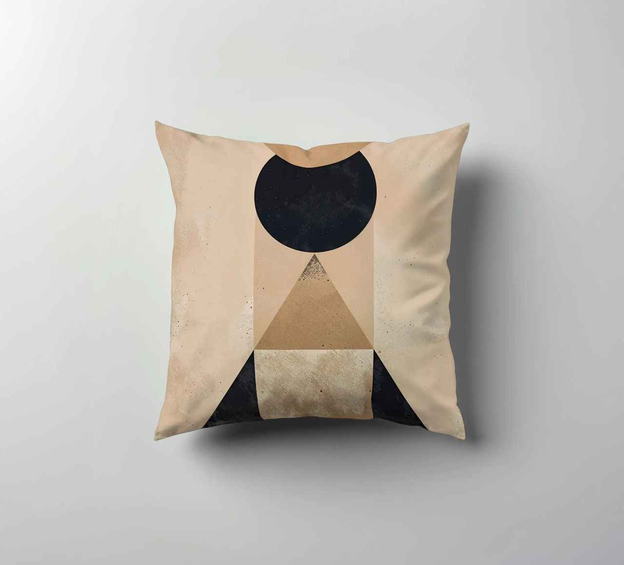 geometric shapes circle triangle oval abstract form layered decorative cushion by Gloria A Kifyuk
