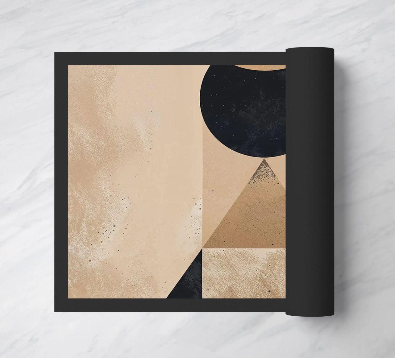geometric shapes circle triangle oval abstract form layered doormat by Gloria A Kifyuk