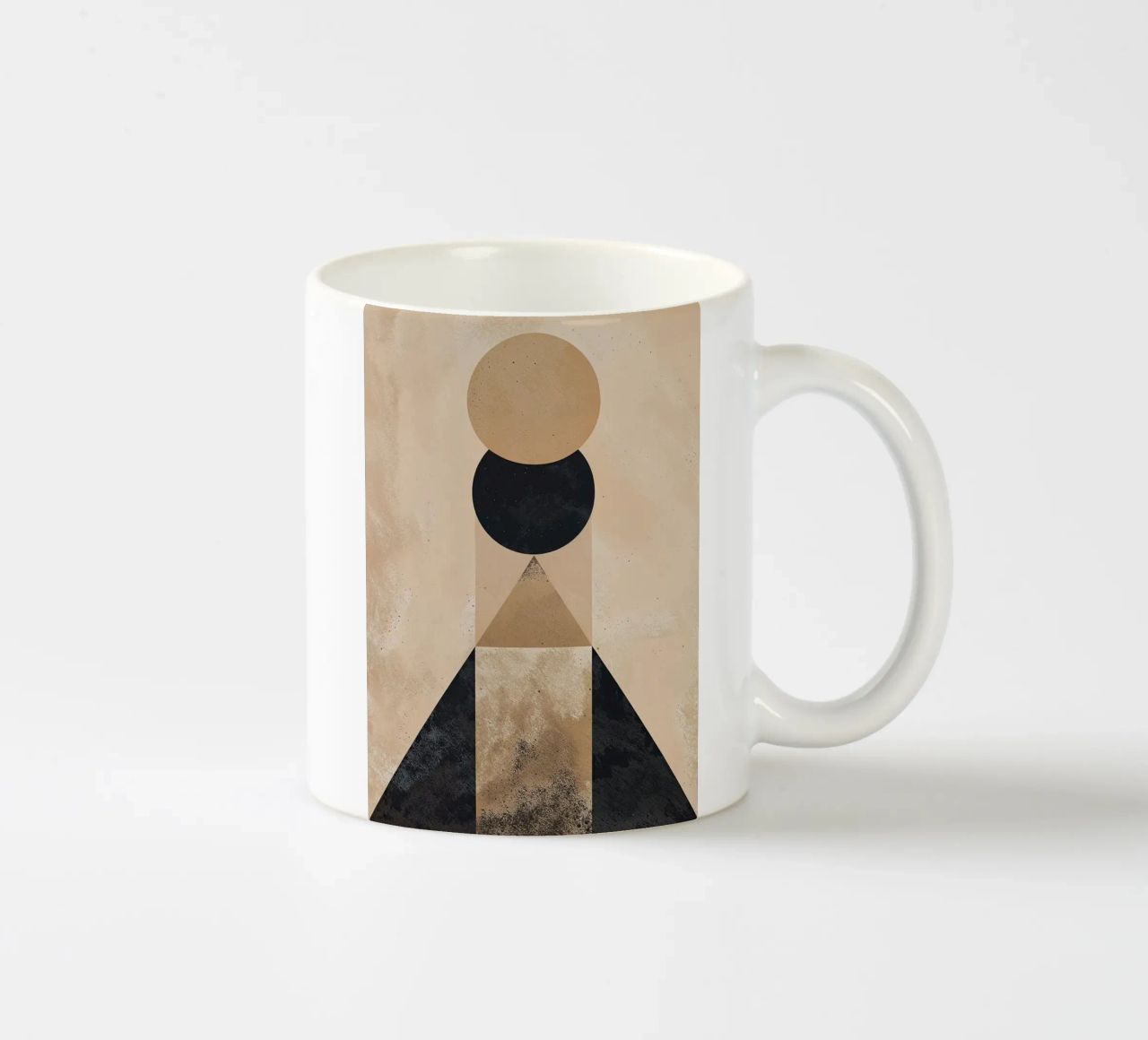 geometric shapes circle triangle oval abstract form layered ceramic mug by Gloria A Kifyuk