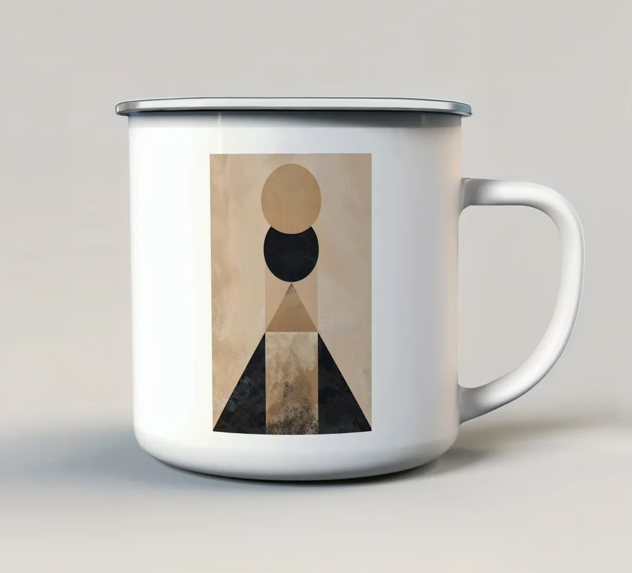 formes géométriques cercle triangle ovale forme abstraite superposée mug en émail de Gloria A Kifyuk
