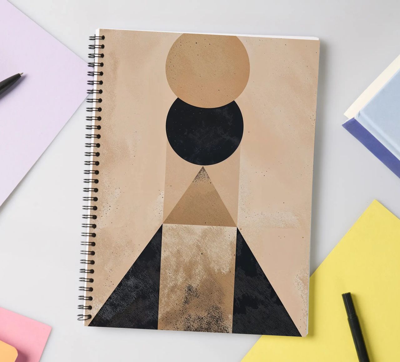 geometric shapes circle triangle oval abstract form layered spiral notebook by Gloria A Kifyuk