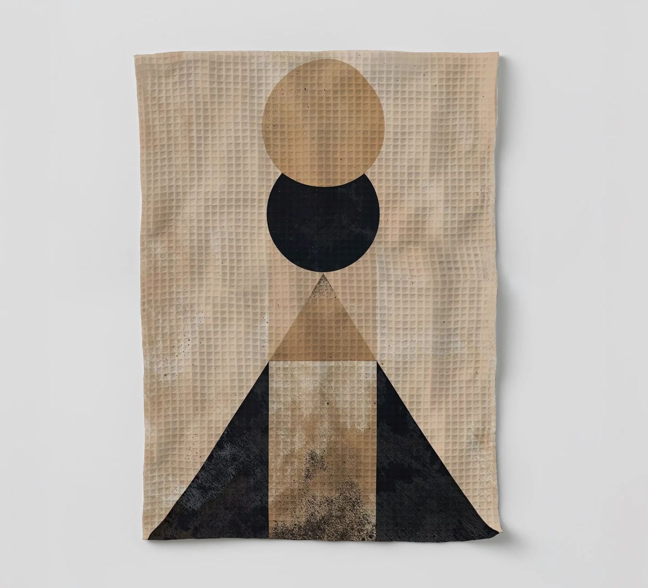 geometric shapes circle triangle oval abstract form layered tea towel by Gloria A Kifyuk