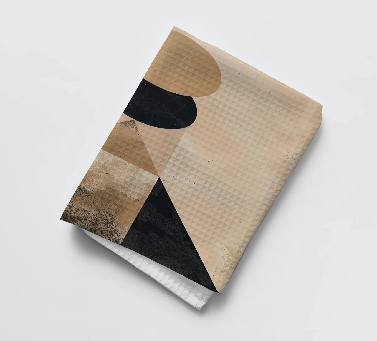 geometric shapes circle triangle oval abstract form layered tea towel by Gloria A Kifyuk