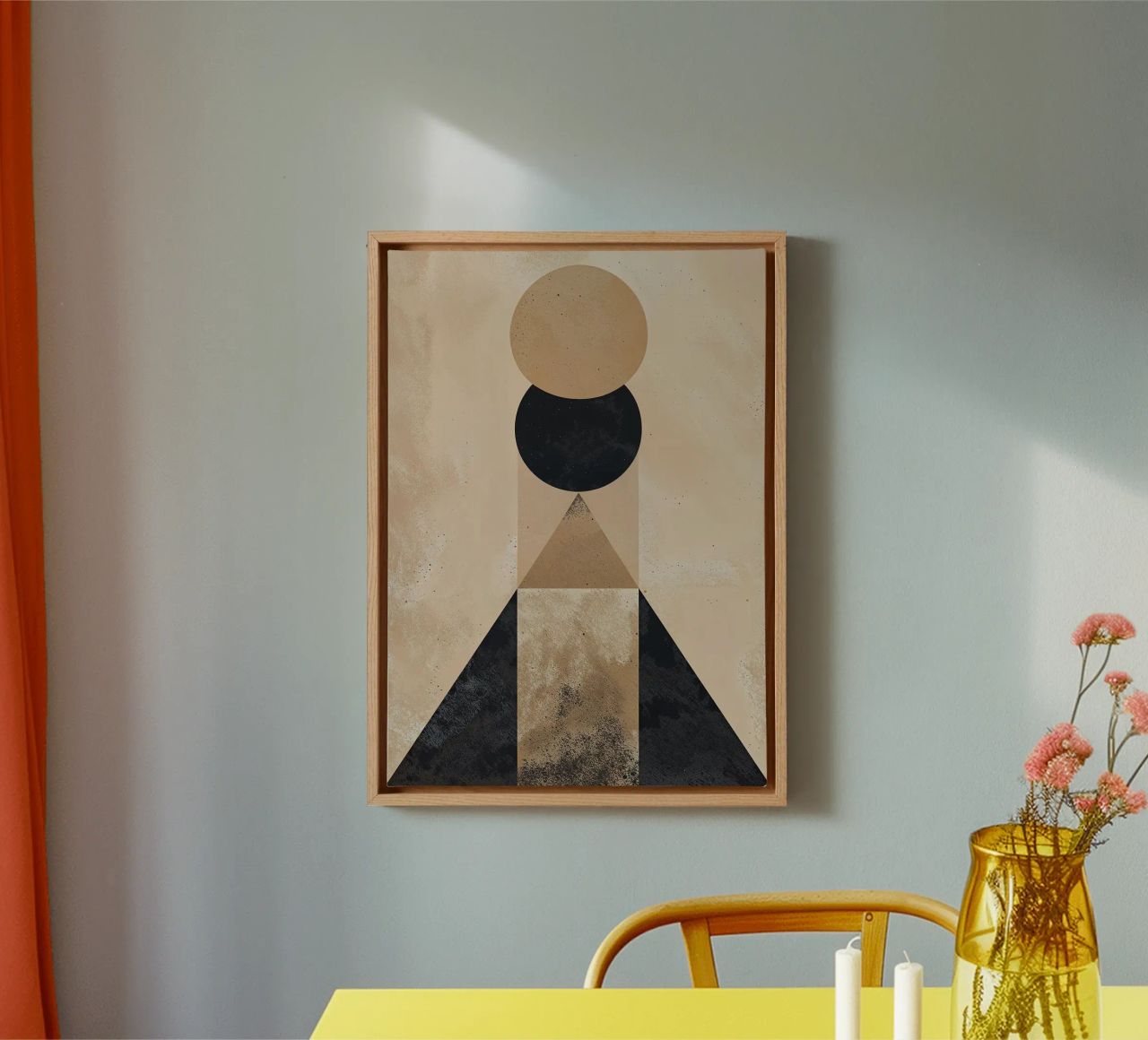 geometric shapes circle triangle oval abstract form layered canvas by Gloria A Kifyuk