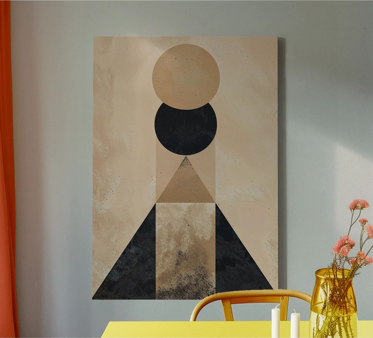 geometric shapes circle triangle oval abstract form layered canvas by Gloria A Kifyuk