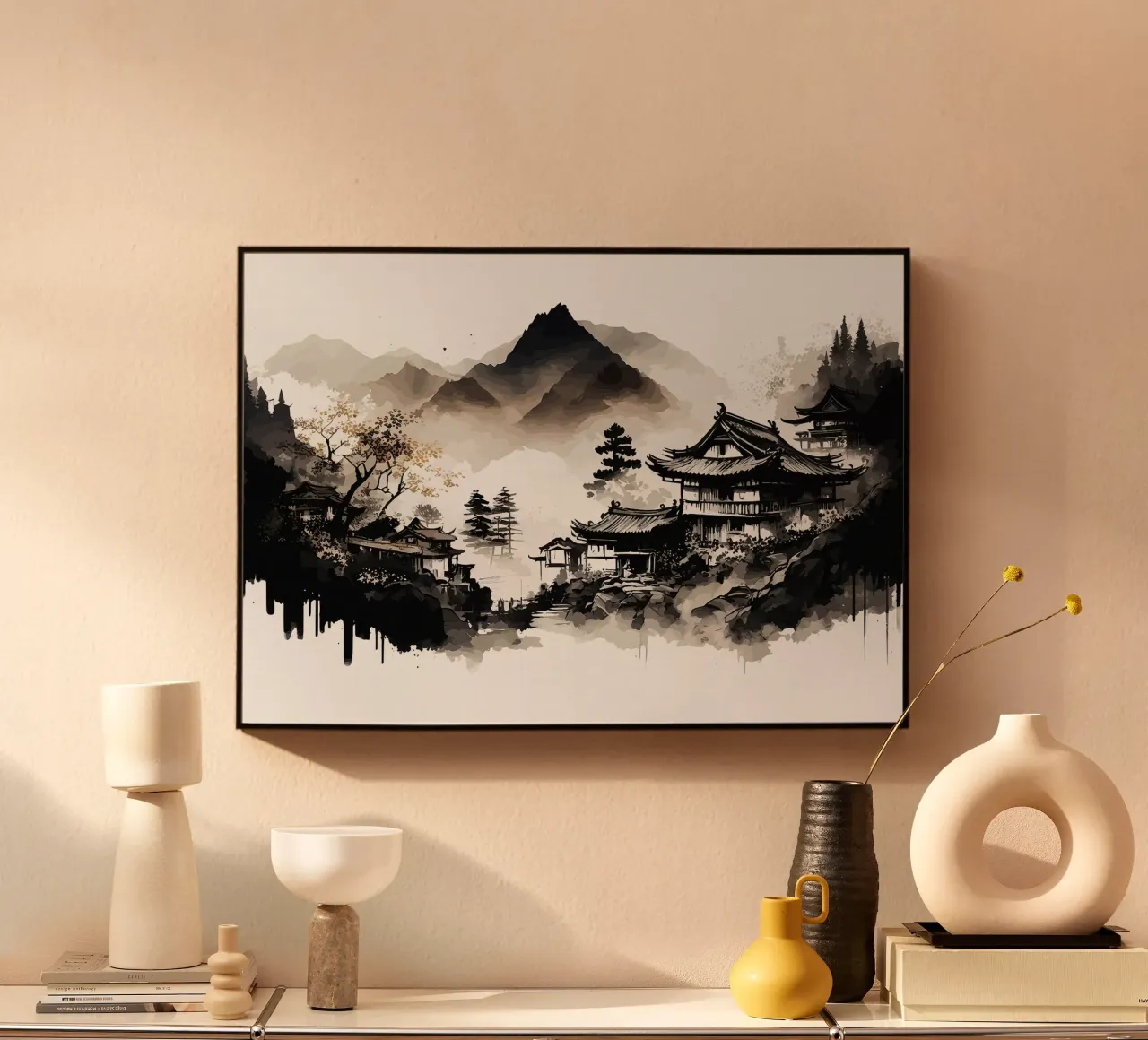 mountains traditional-architecture pagoda temple tree mist f forex plate by minerva santiago