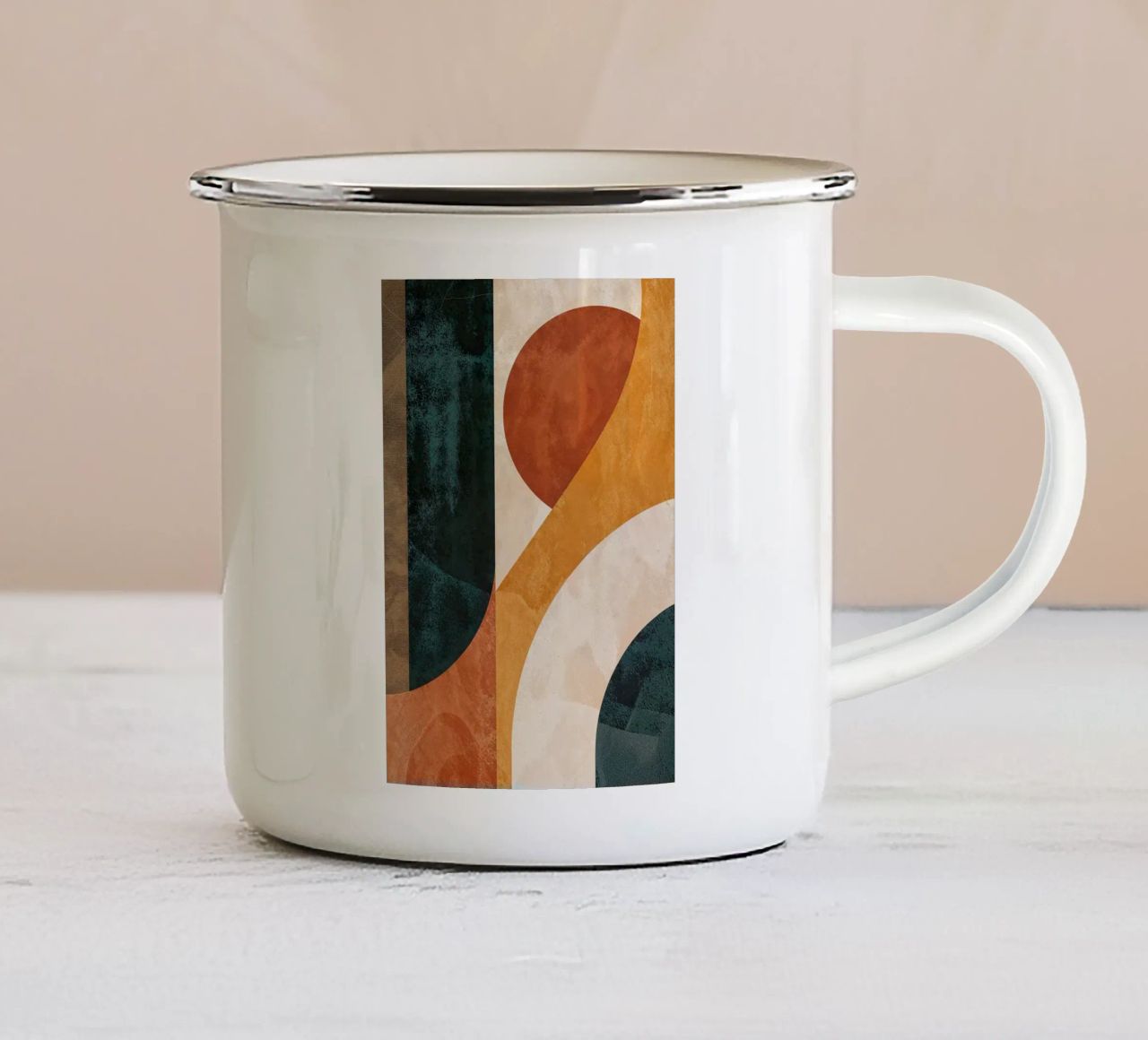 cerchi rettangoli curve geometria forme astratte contrasto tazza in smalto da minerva santiago