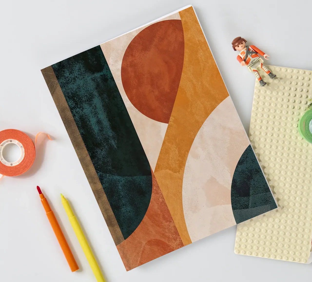 circles rectangles curves geometry abstract shapes contrast notebook by minerva santiago
