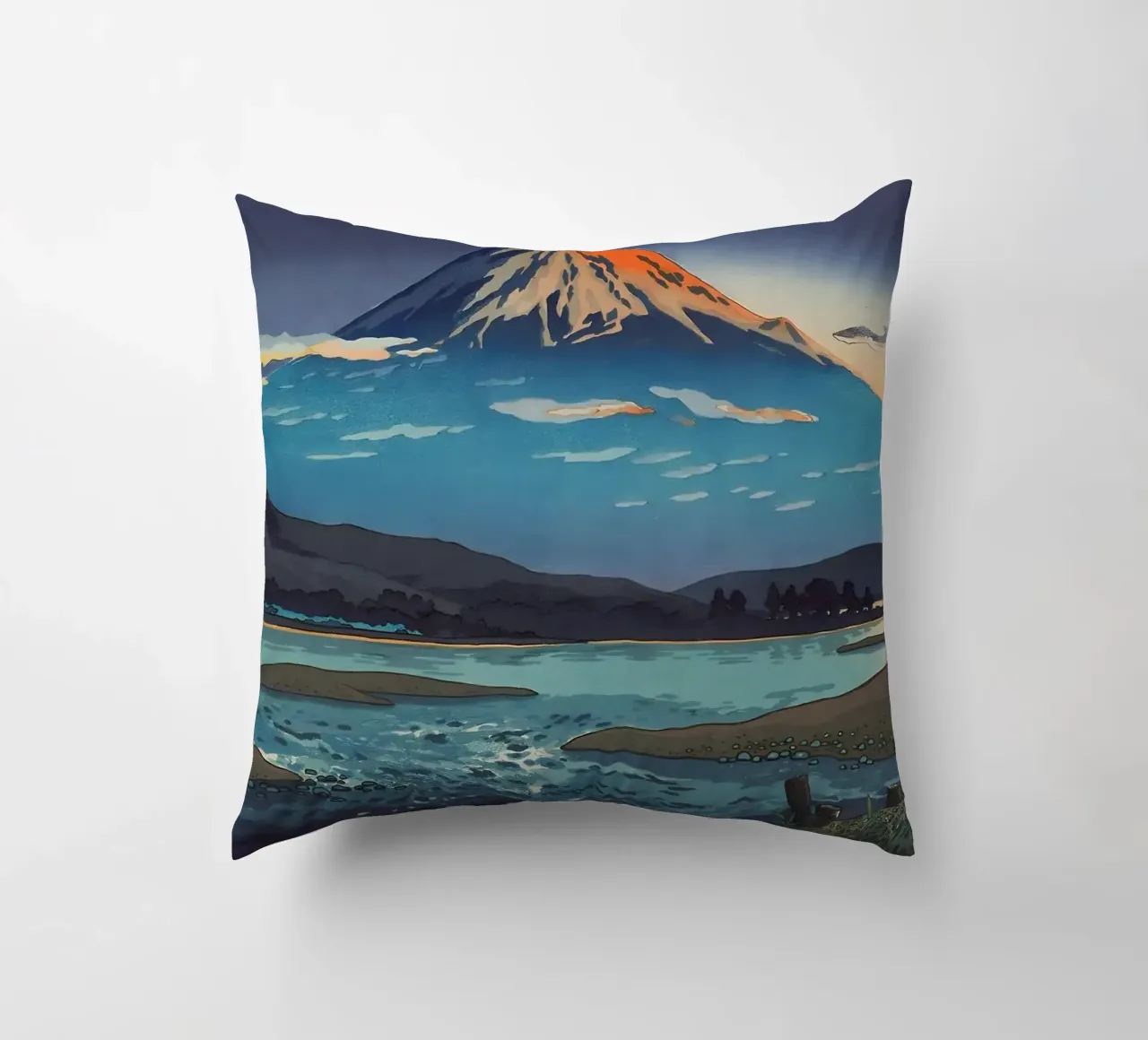montagna tramonto lago fiume nuvole riflessione acqua orizzonte s cuscino da minerva santiago
