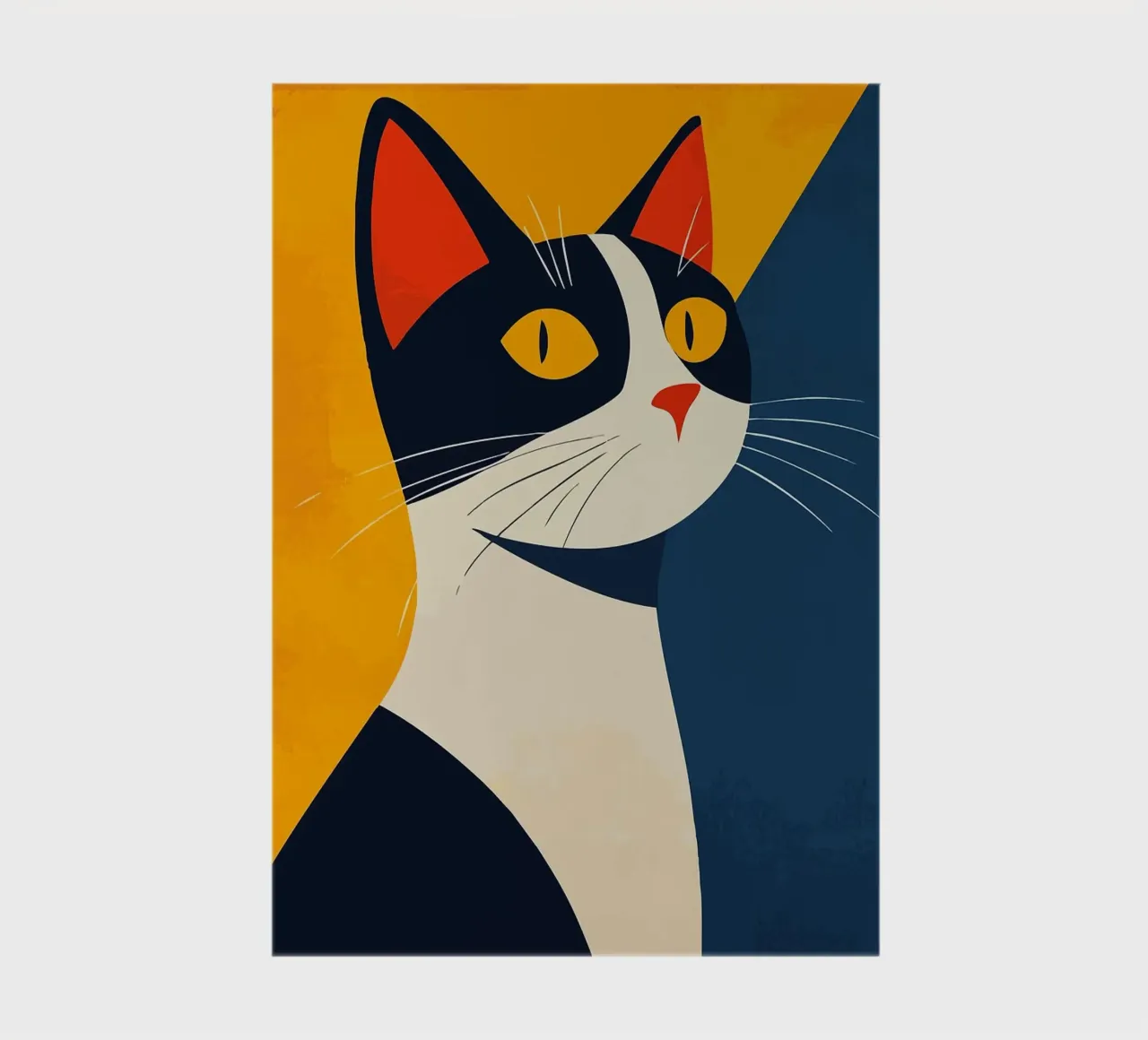 chat noir chat blanc moustaches fond abstrait jaune carnet de notes de minerva santiago