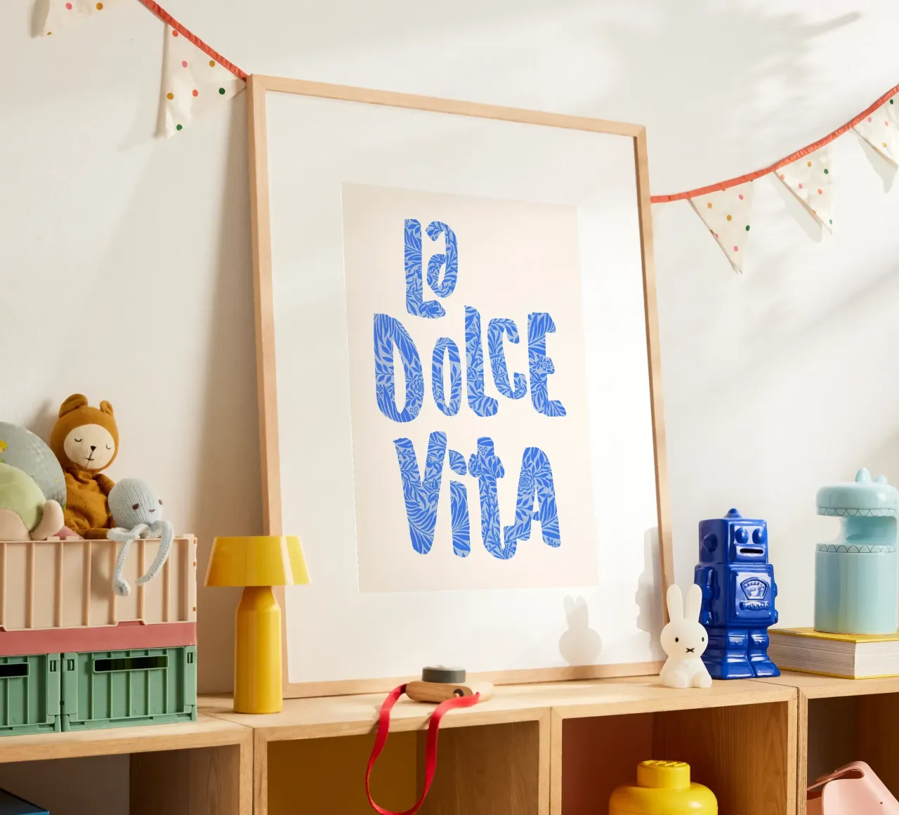 frase tipografica dicitura botanica motivo vegetale decorativo poster con telaio in alluminio da minerva santiago