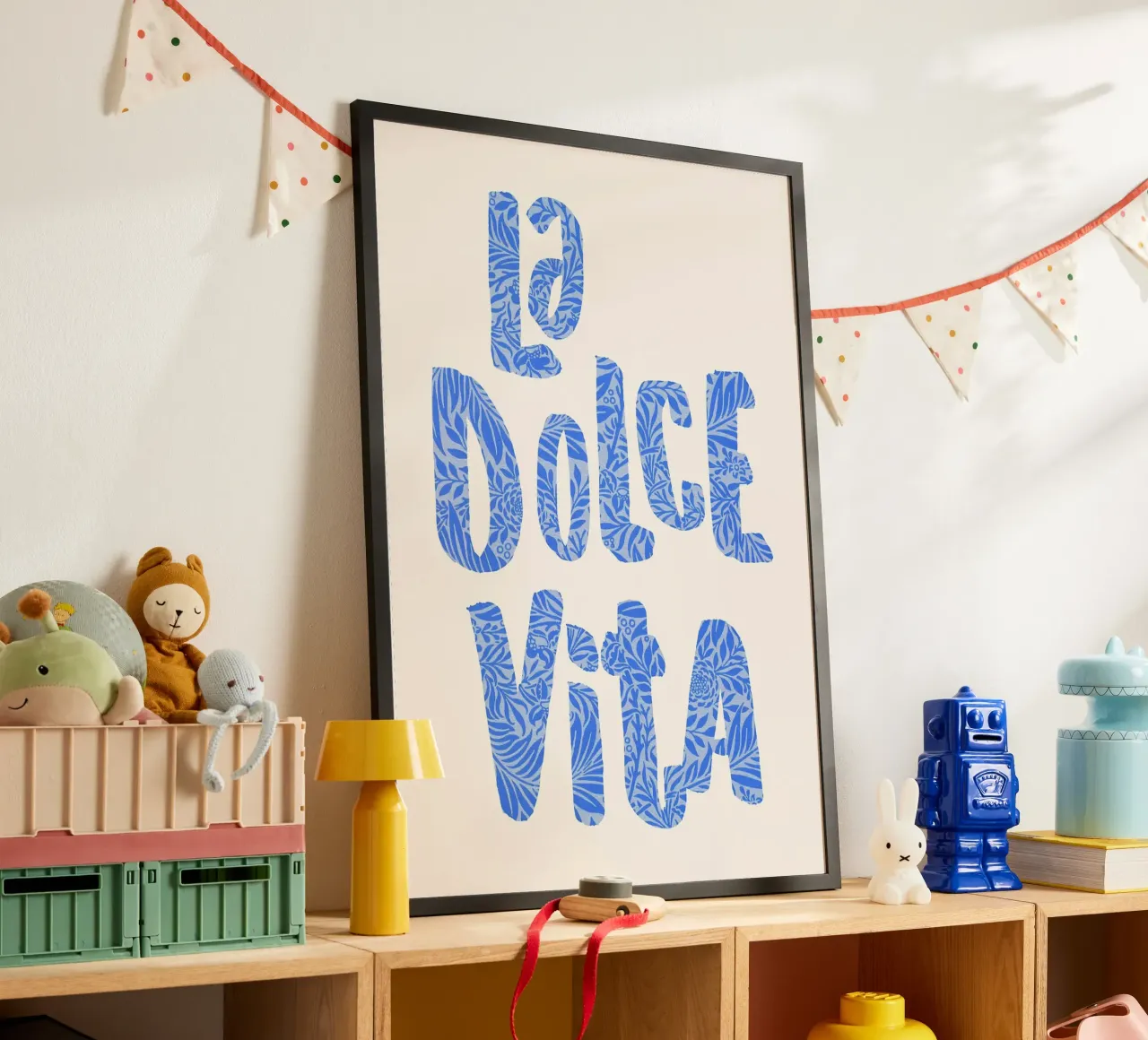 frase tipografica dicitura botanica motivo vegetale decorativo poster con telaio in alluminio da minerva santiago