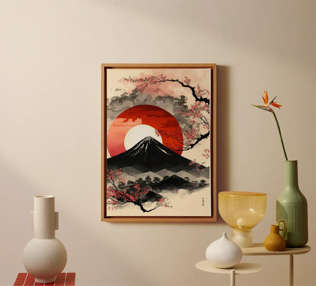 mountain sun cherry blossoms branches clouds landscape trees canvas by minerva santiago