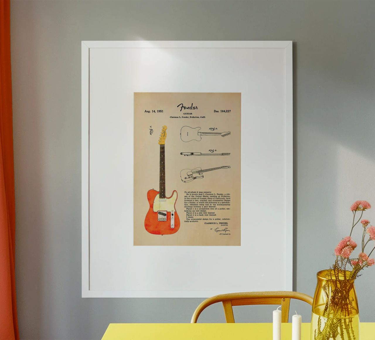 electric guitar guitar design patent design musical instrume poster by Hien T Huynh