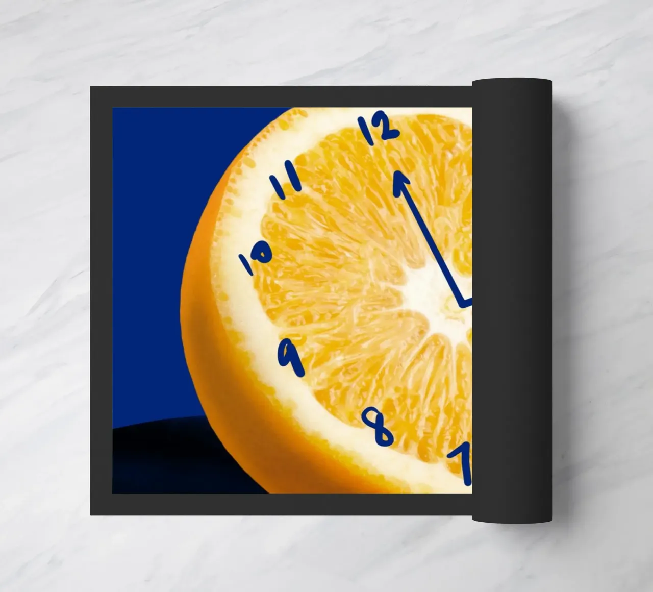 Orange clock doormat by Little Dean