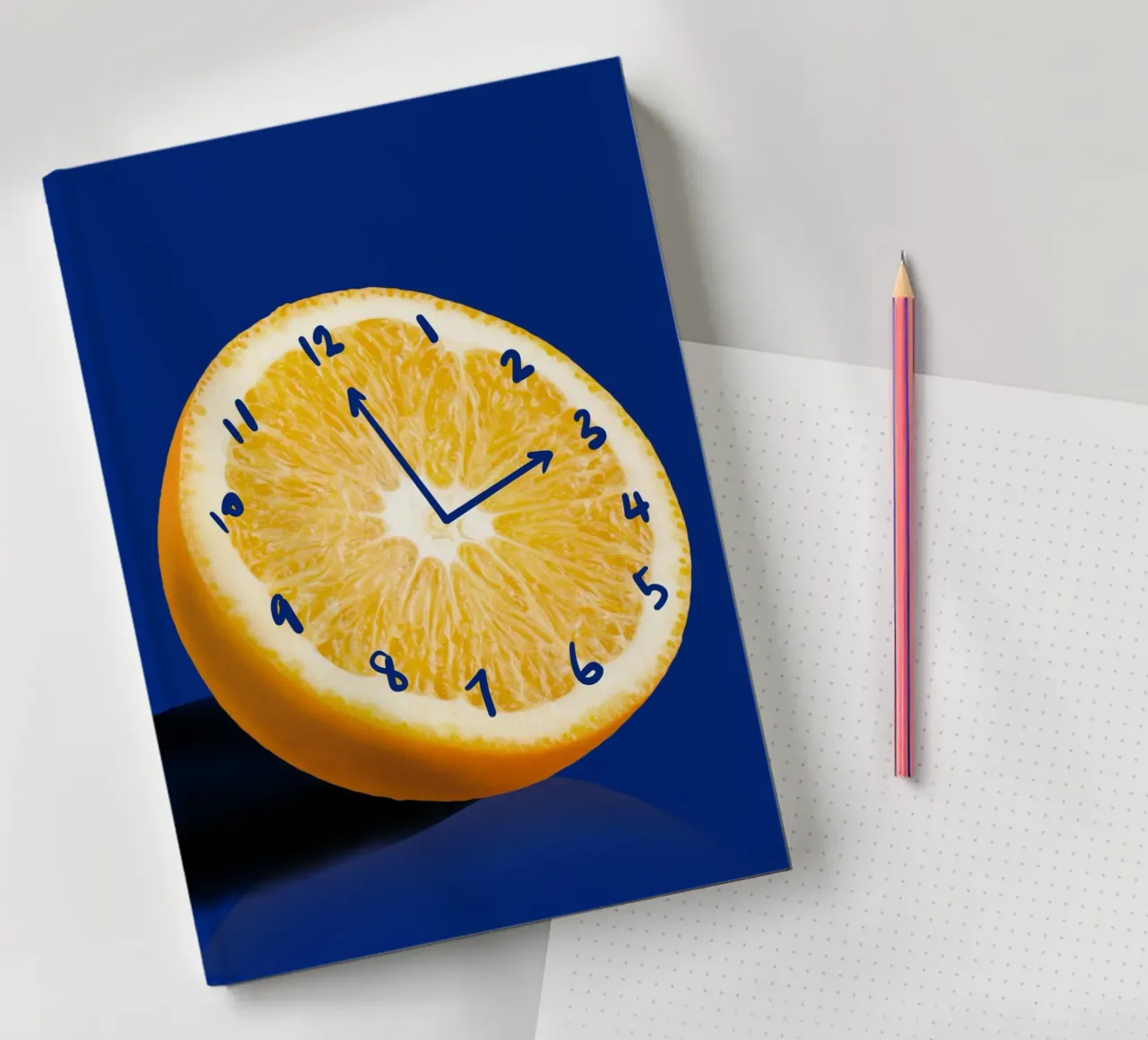Orange clock notebook by Little Dean