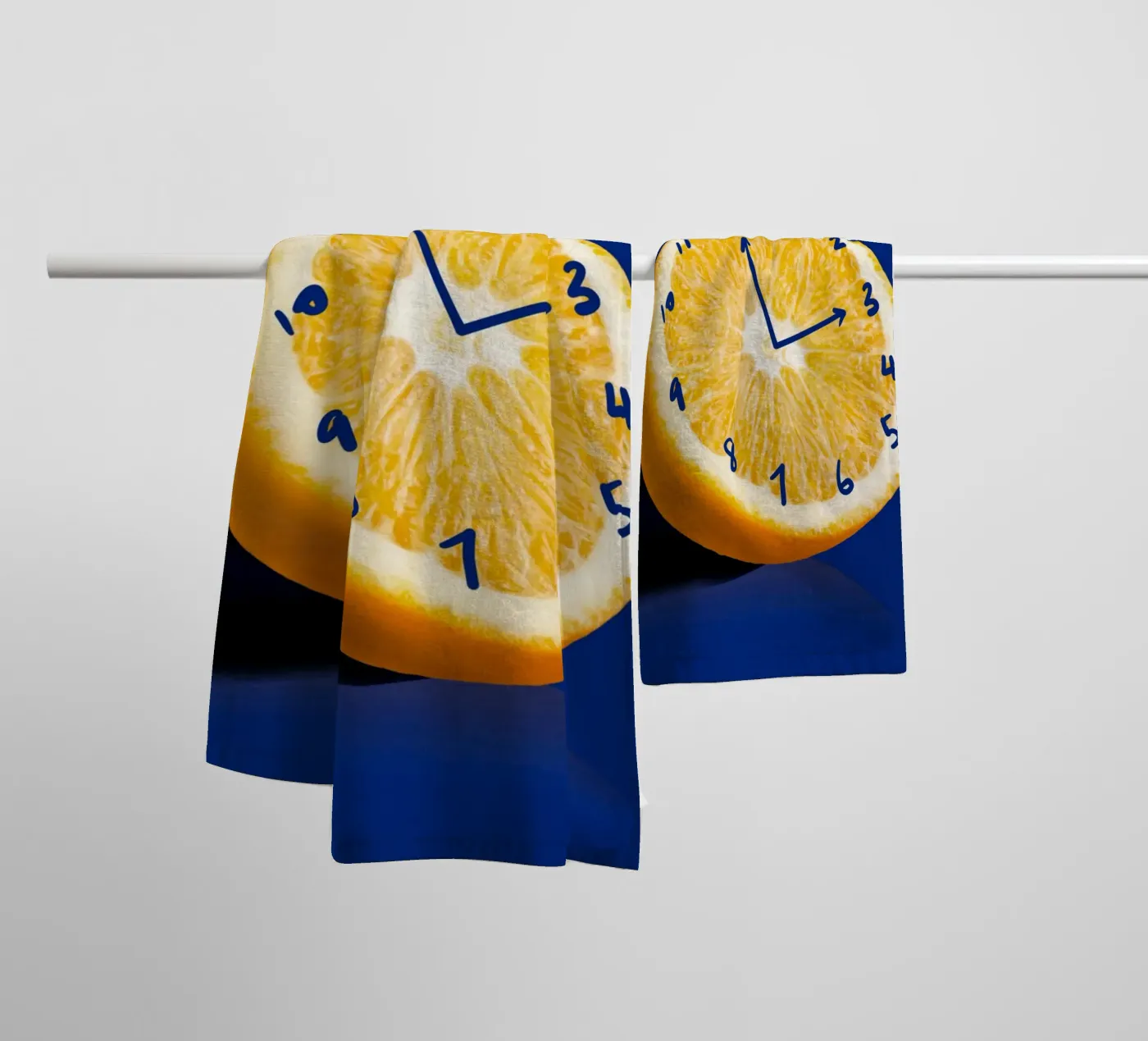 Orange clock towel by Little Dean