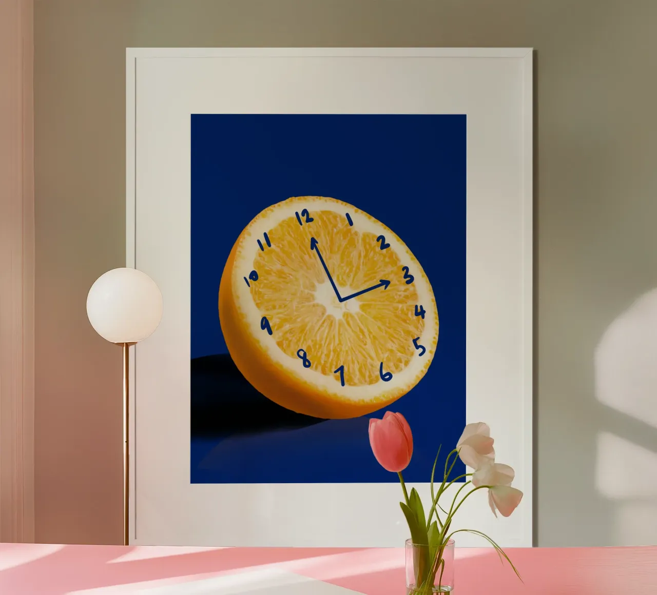 Oranje klok poster van Little Dean