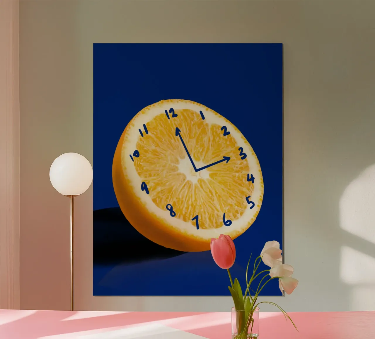 Oranje klok poster van Little Dean