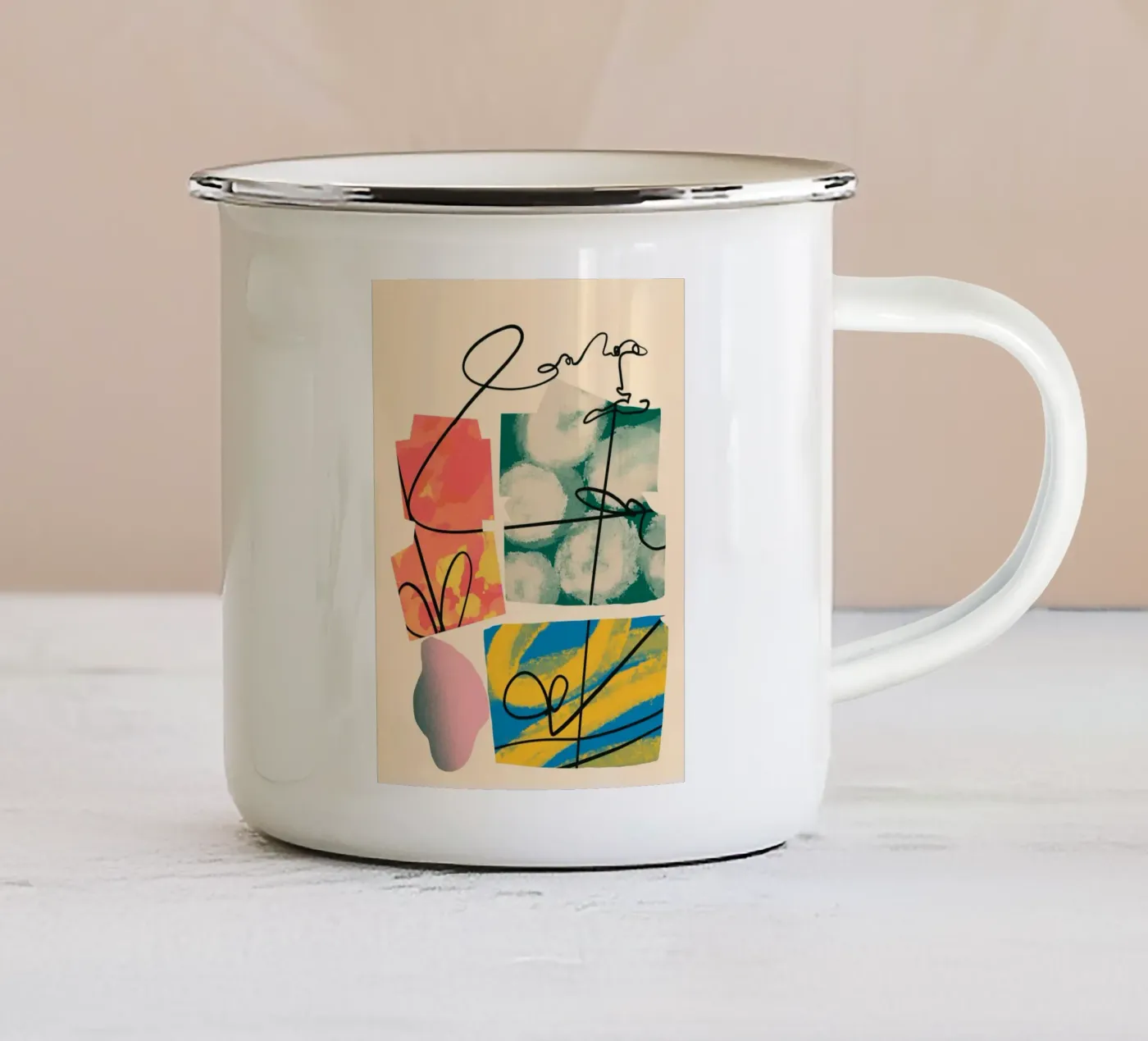Playful loop enamel mug by Little Dean