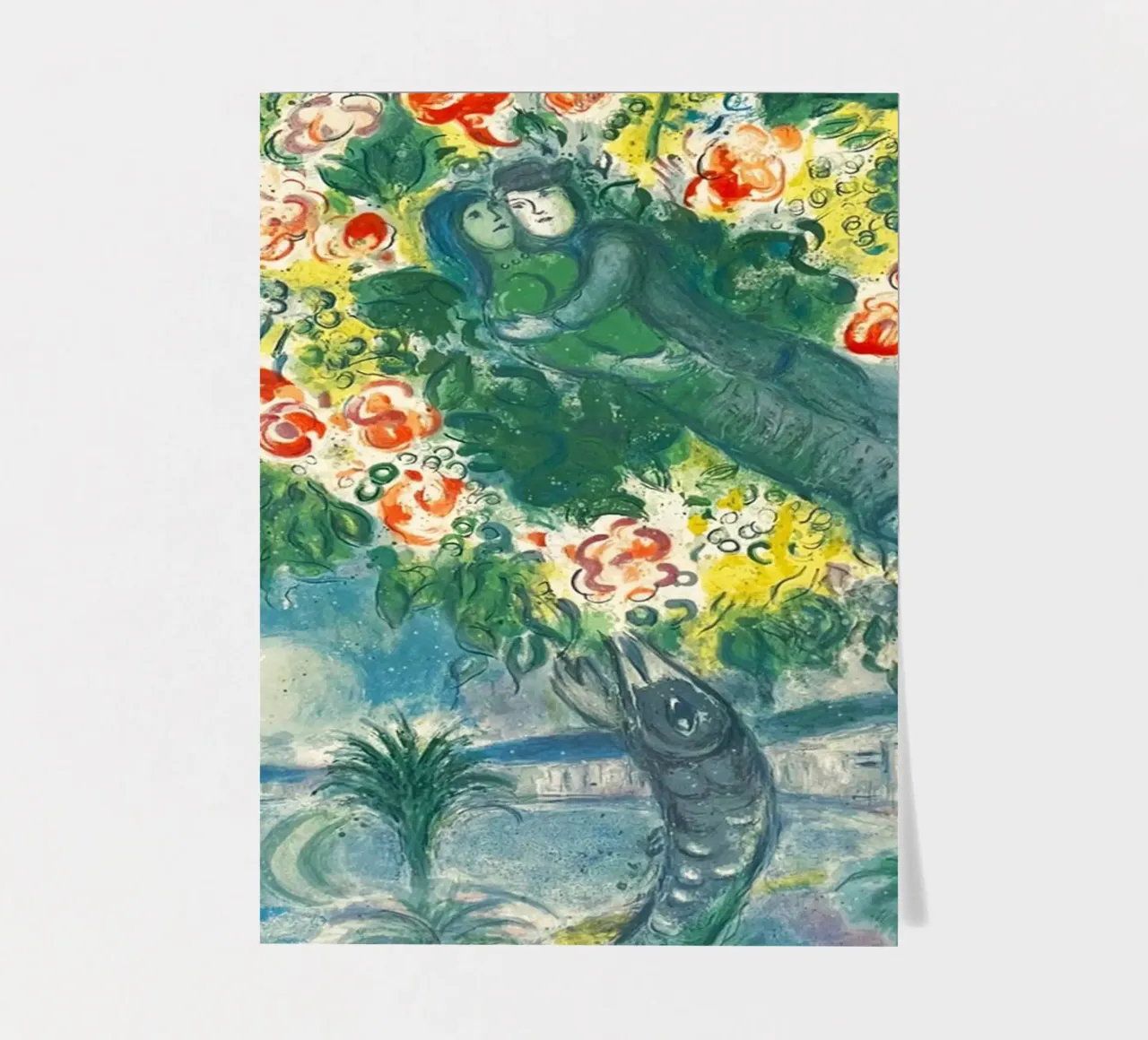 Charles Sorlier after Marc Chagall Couple and Fish sticker sheet by DuncanBennett shop
