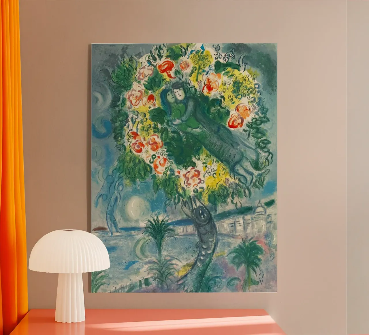 Charles Sorlier dopo Marc Chagall Coppia e pesce plexiglass da DuncanBennett shop