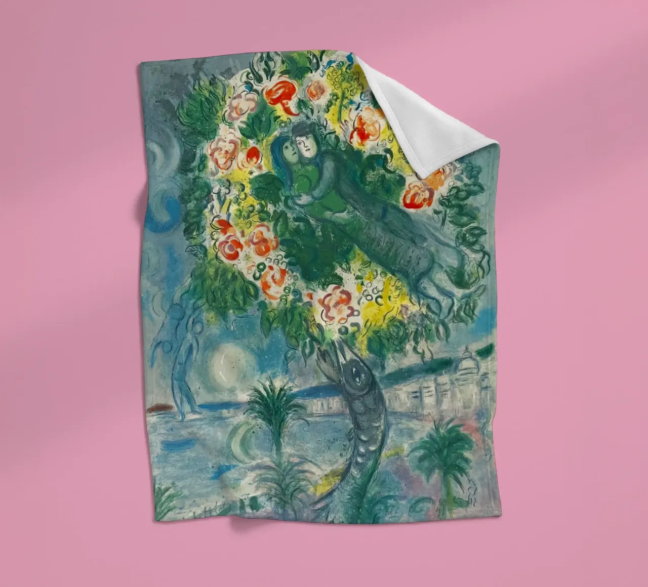 Charles Sorlier dopo Marc Chagall Coppia e pesce coperta in pile da DuncanBennett shop