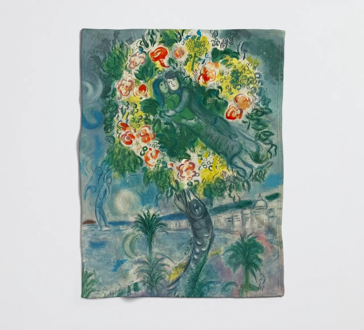 Charles Sorlier dopo Marc Chagall Coppia e pesce coperta in pile da DuncanBennett shop