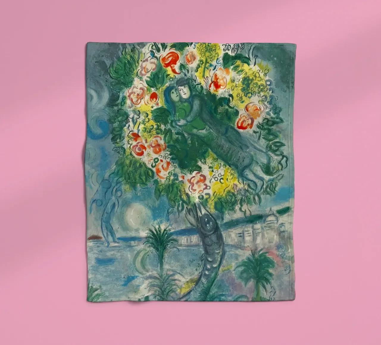 Charles Sorlier dopo Marc Chagall Coppia e pesce coperta in pile da DuncanBennett shop