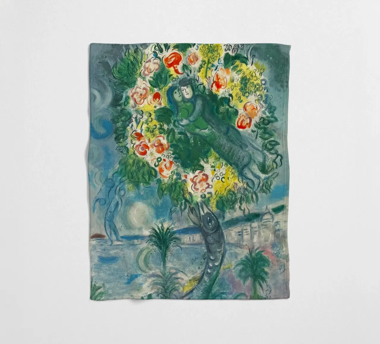 Charles Sorlier dopo Marc Chagall Coppia e pesce coperta in pile da DuncanBennett shop