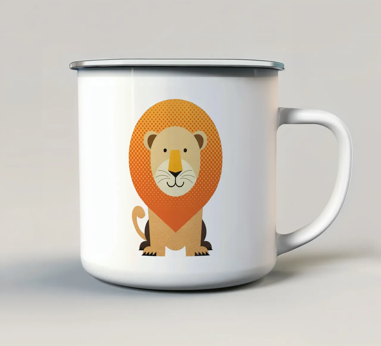 Leone capriccioso tazza in smalto da The Printed Sparrow