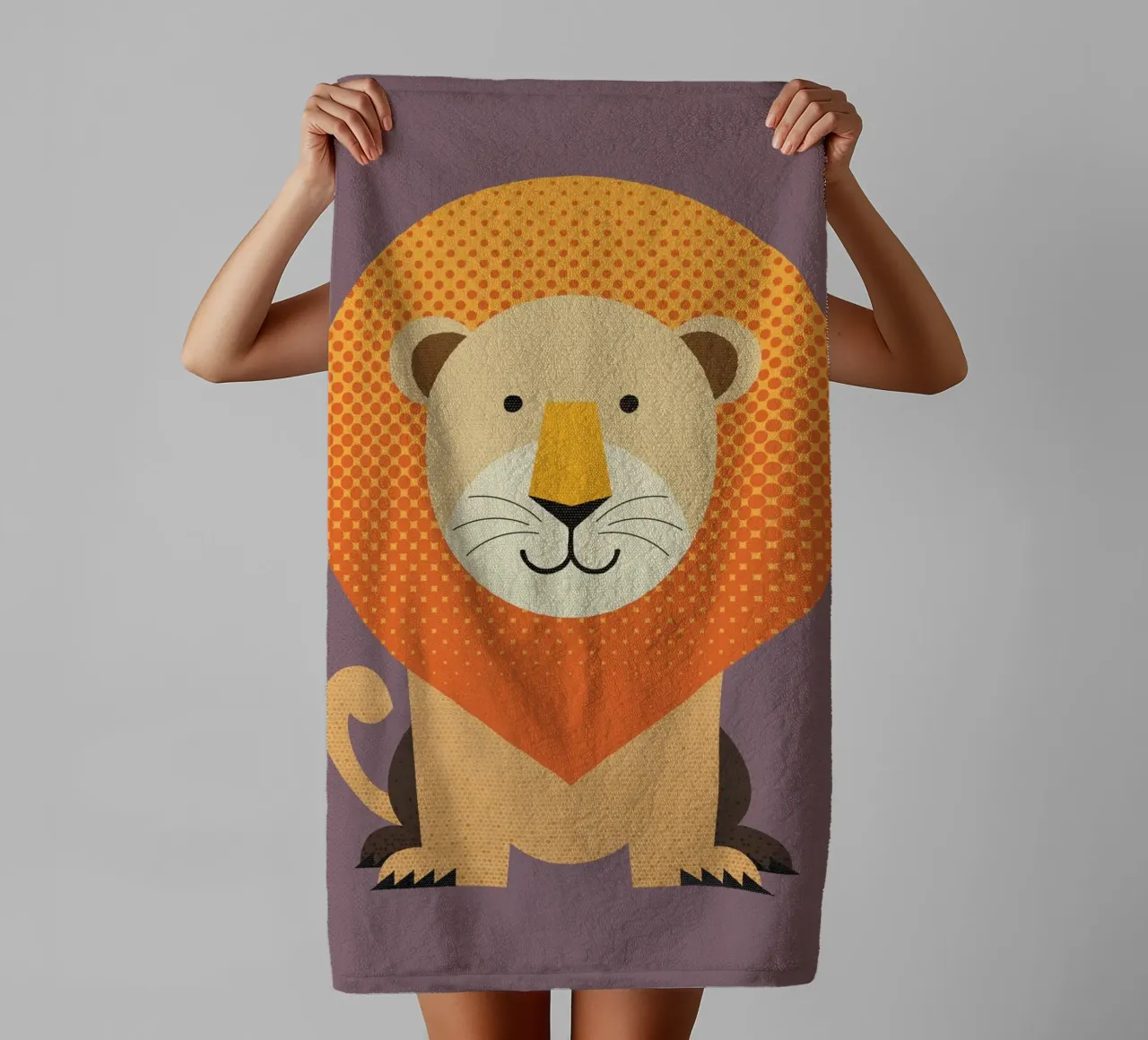 Whimsy Lion towel by The Printed Sparrow