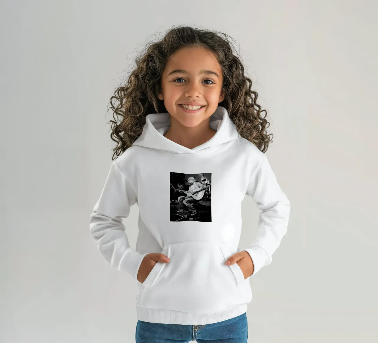 Chitarra acustica Kurt felpa bambino con cappuccio da HUMMERSONIC