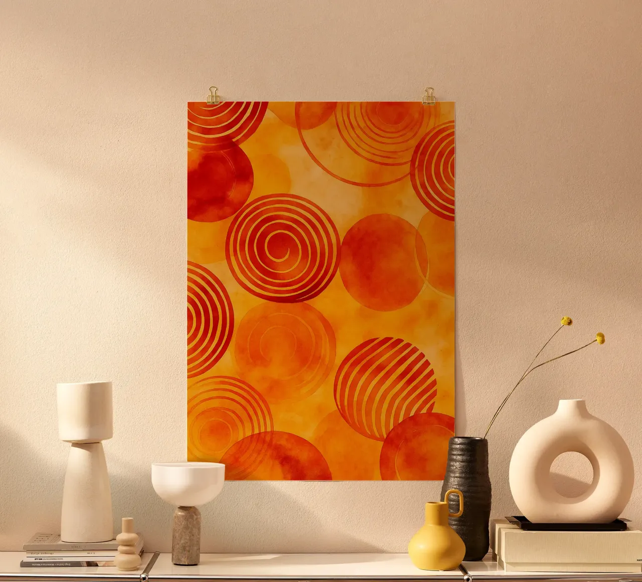Cirkels Abstracte Kunst poster met kunststof frame van Bulaxtims