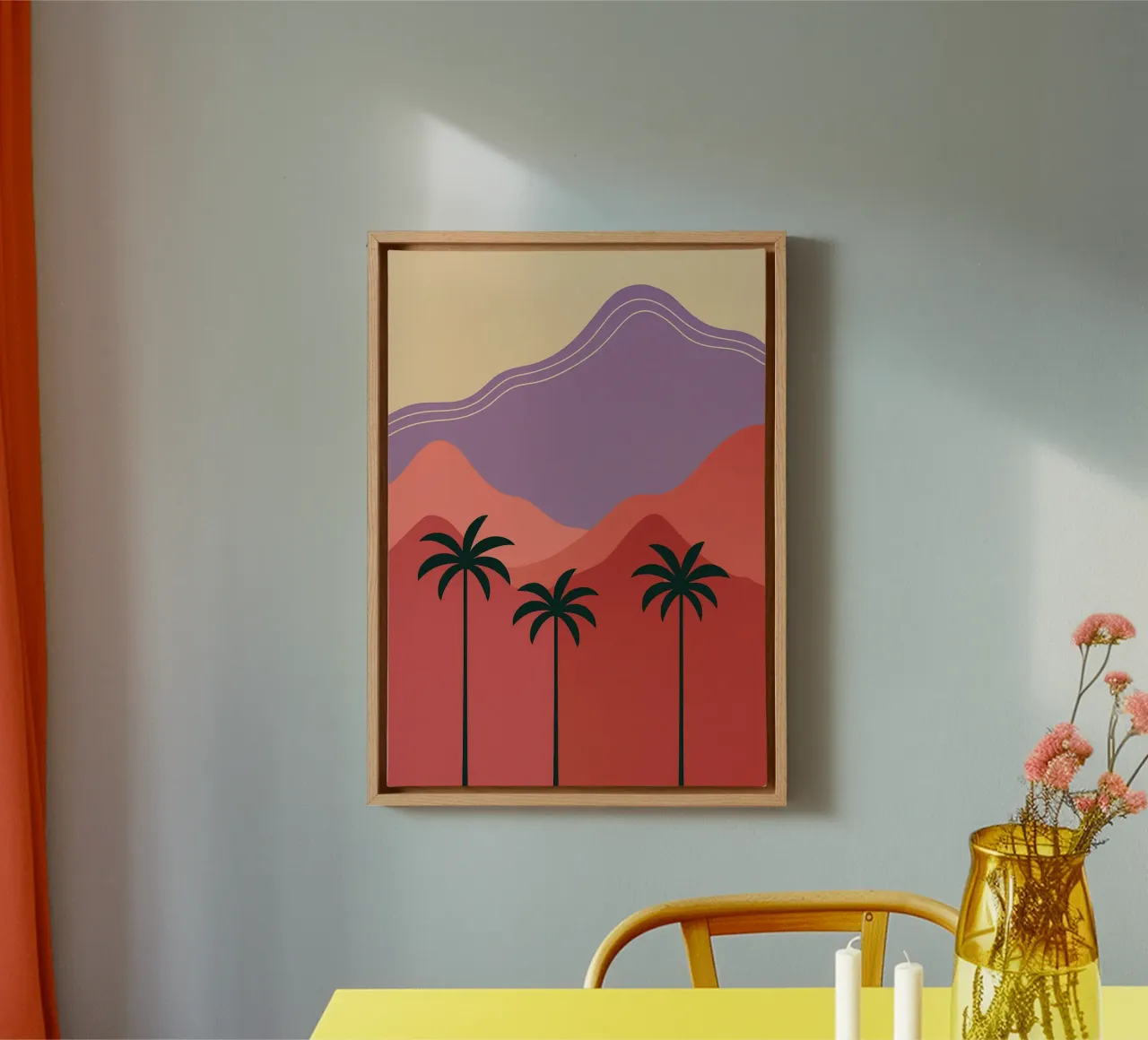 Coconut Trees Abstract Art canvas with Floater frame by Bulaxtims