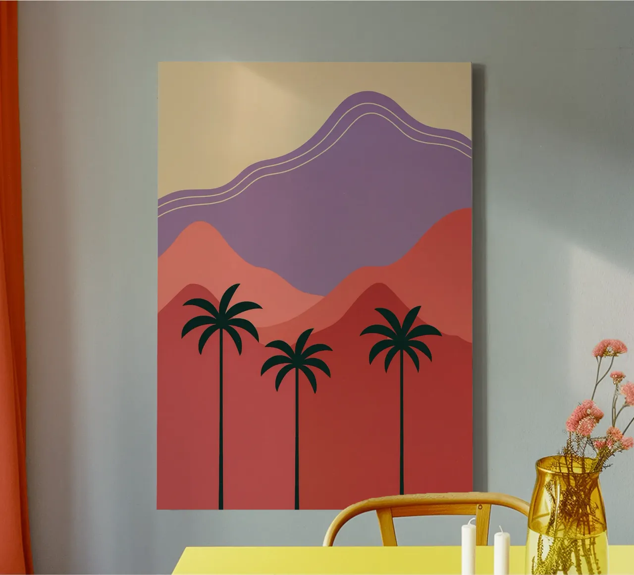 Coconut Trees Abstract Art canvas with Floater frame by Bulaxtims