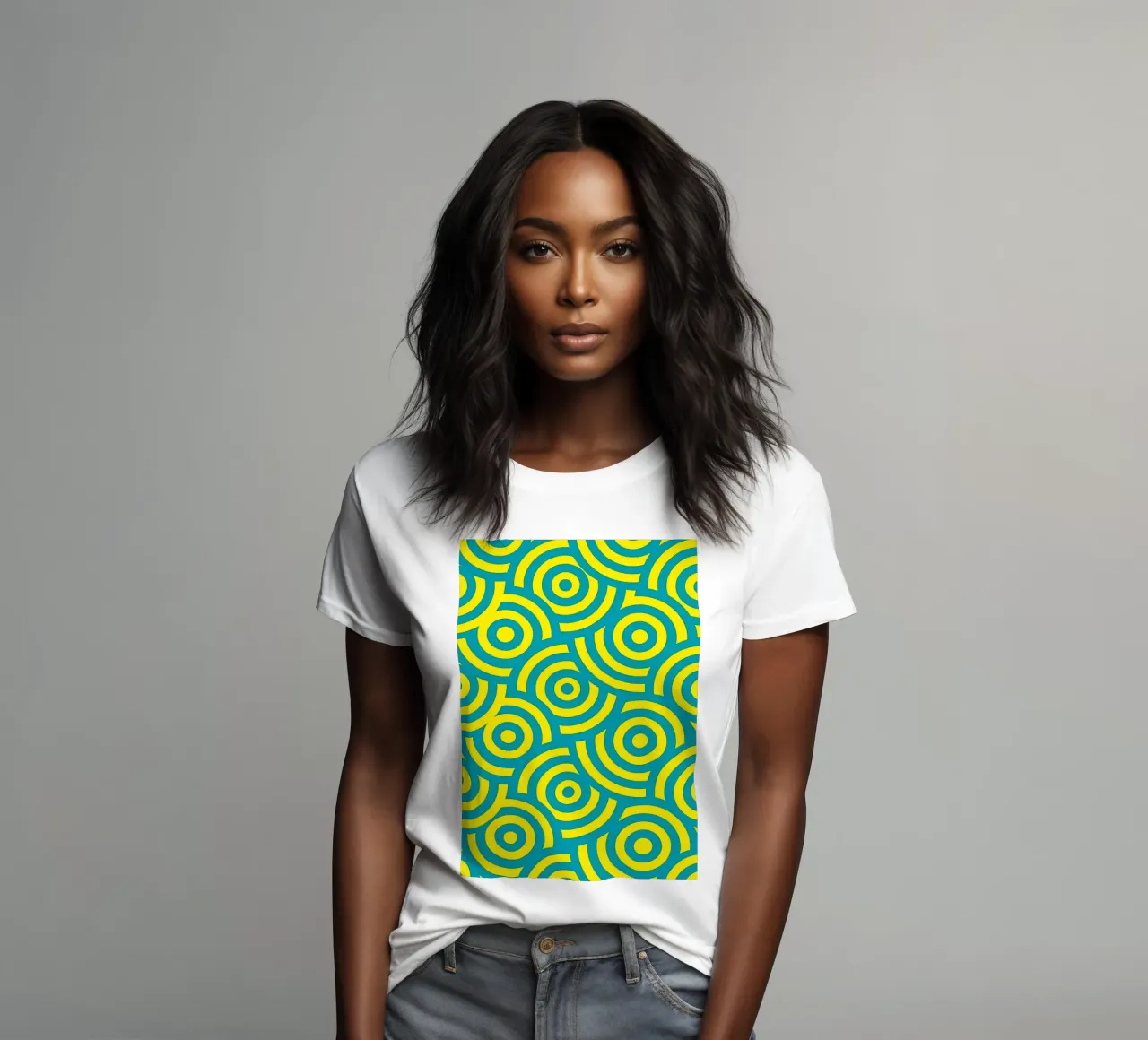 colliding circles Modern Abstract Art women's fitted t-shirt by Bulaxtims