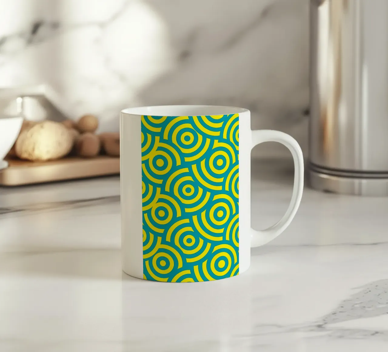 colliding circles Modern Abstract Art ceramic mug by Bulaxtims