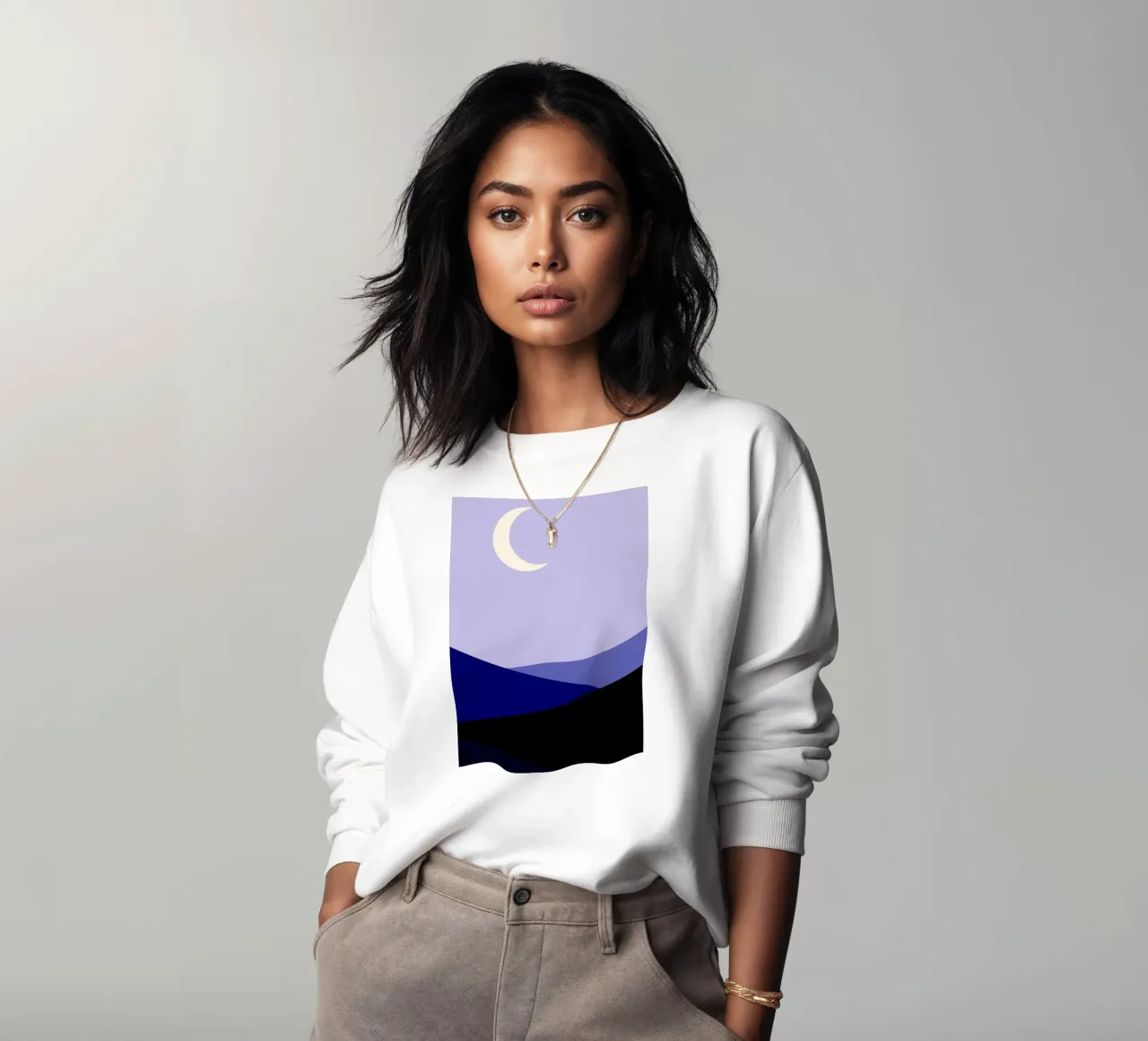Halve maan in de woestijn Abstracte Kunst sweatshirt van Bulaxtims